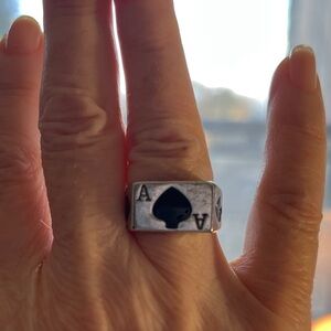 Silver-tone Ace of Spades Ring, size 7